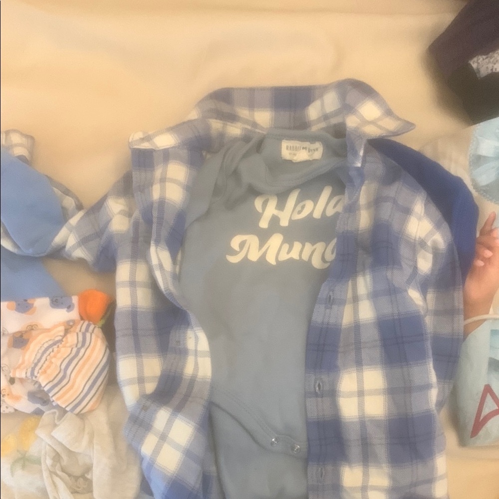 Blue Plaid Baby Shirt and Bodysuit